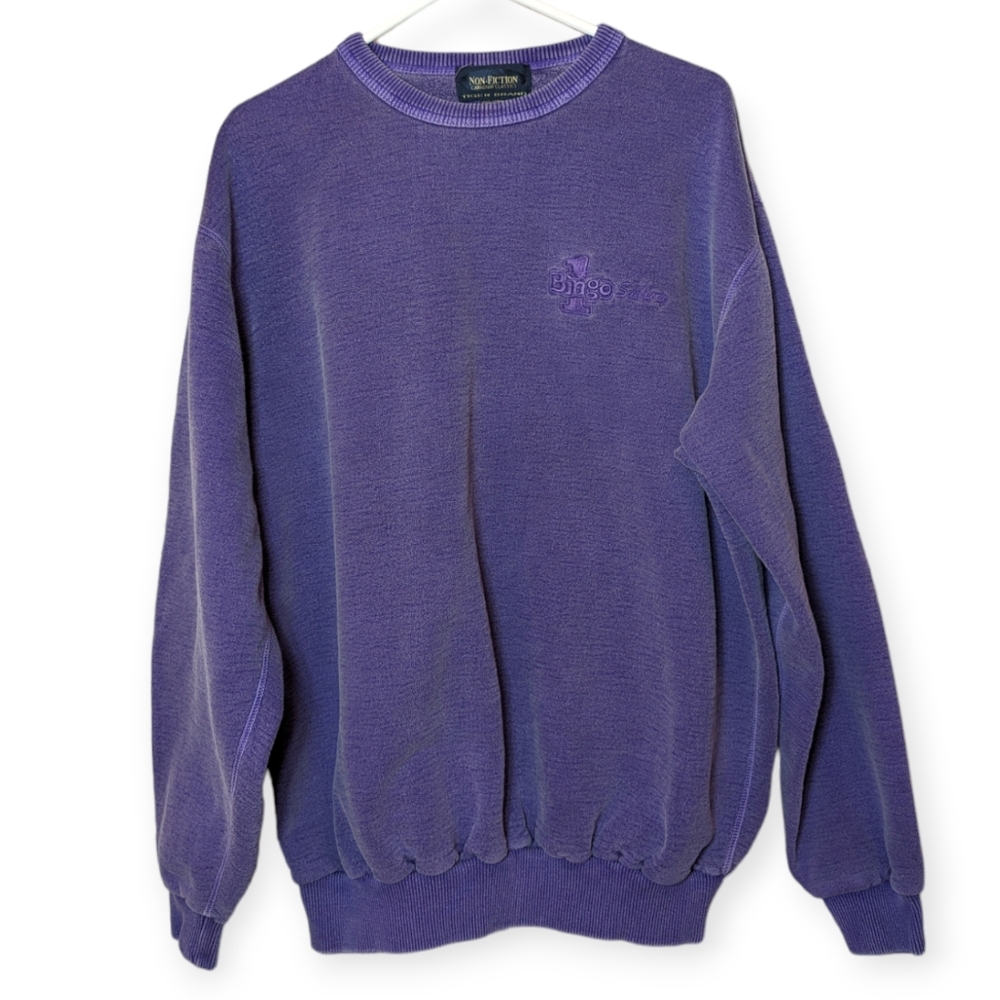Vintage Non-Fiction Purple Crewneck Sweatshirt, 100% Cotton Large